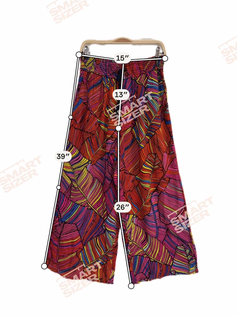 For The Republic Wide Leg Pants Large Neon Leaf Print Palazzo Drawstring Boho - Picture 5 of 6